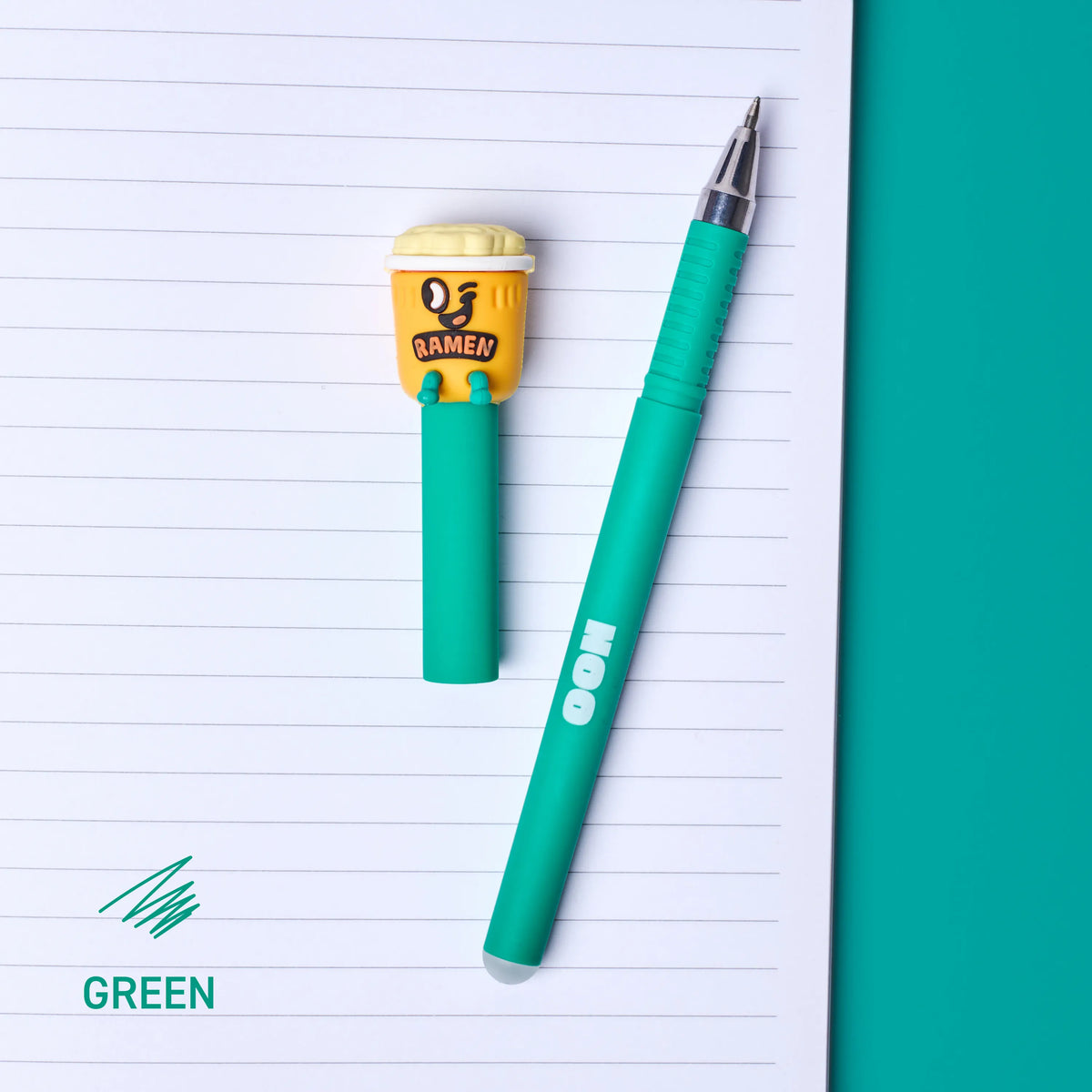 Duo de stylos effaçables Pen Buddies Mewchi et Noo OMY, vue complémentaire