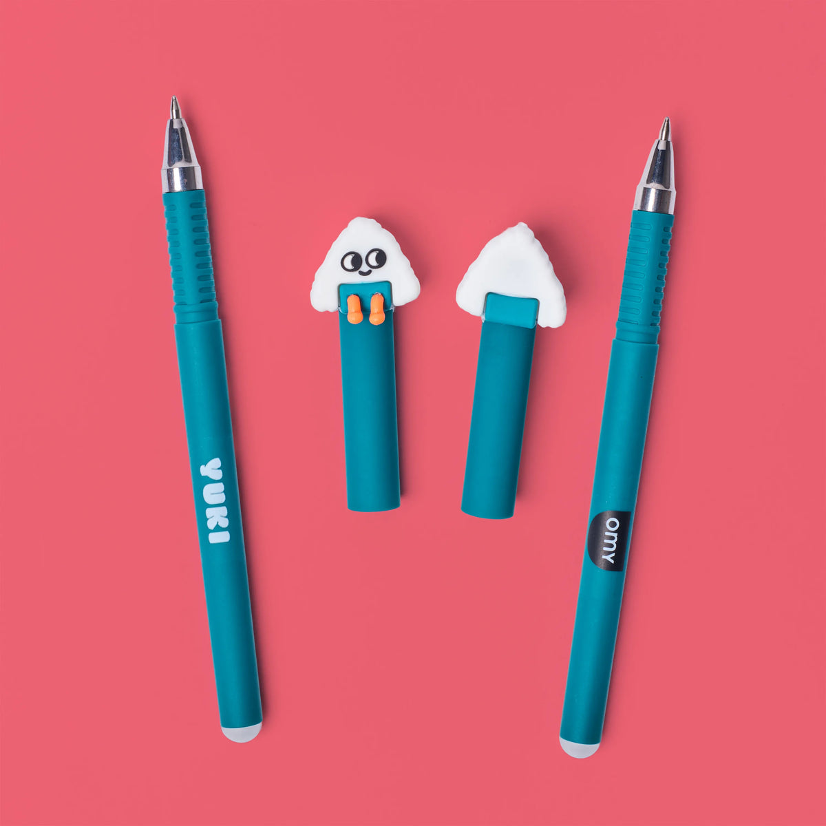 Duo de stylos effaçables Pen Buddies Yuki et Bubble OMY, mise en situation