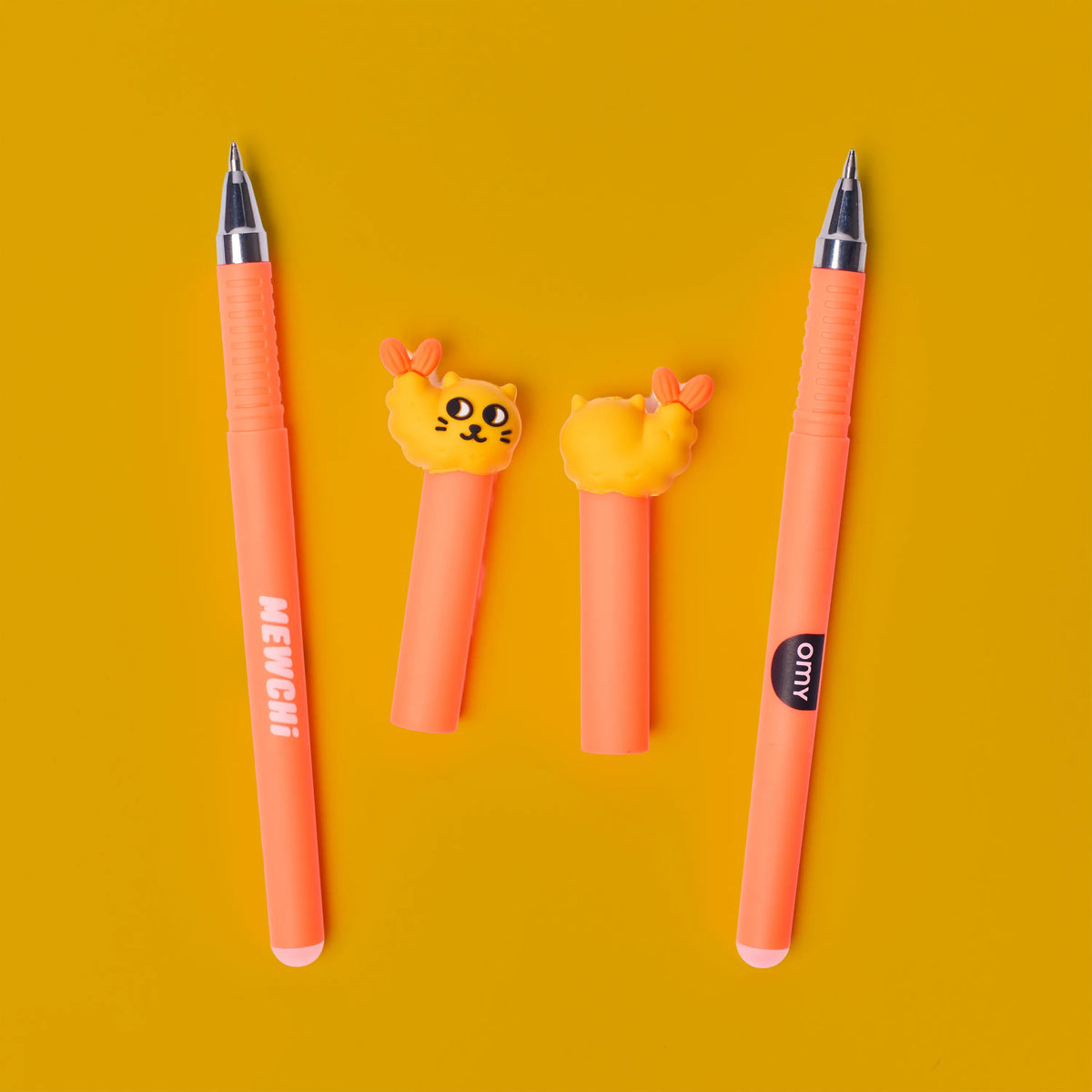 Duo de stylos effaçables Pen Buddies Mewchi et Noo OMY, détail du contenu