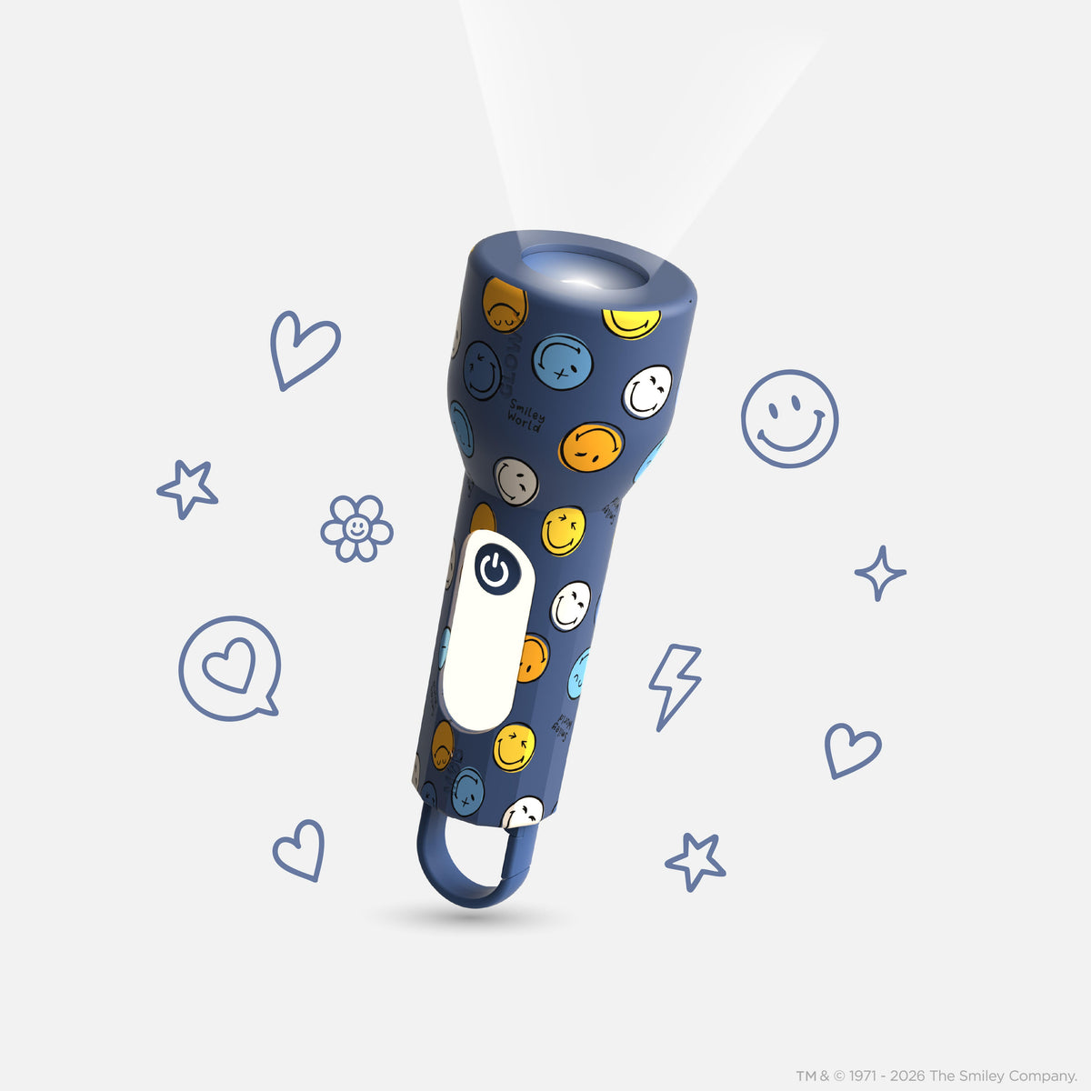 Lampe veilleuse Smiley Glowy Smiley Bleu pour enfant MOB, lampe torche et veilleuse sous licence Smiley World