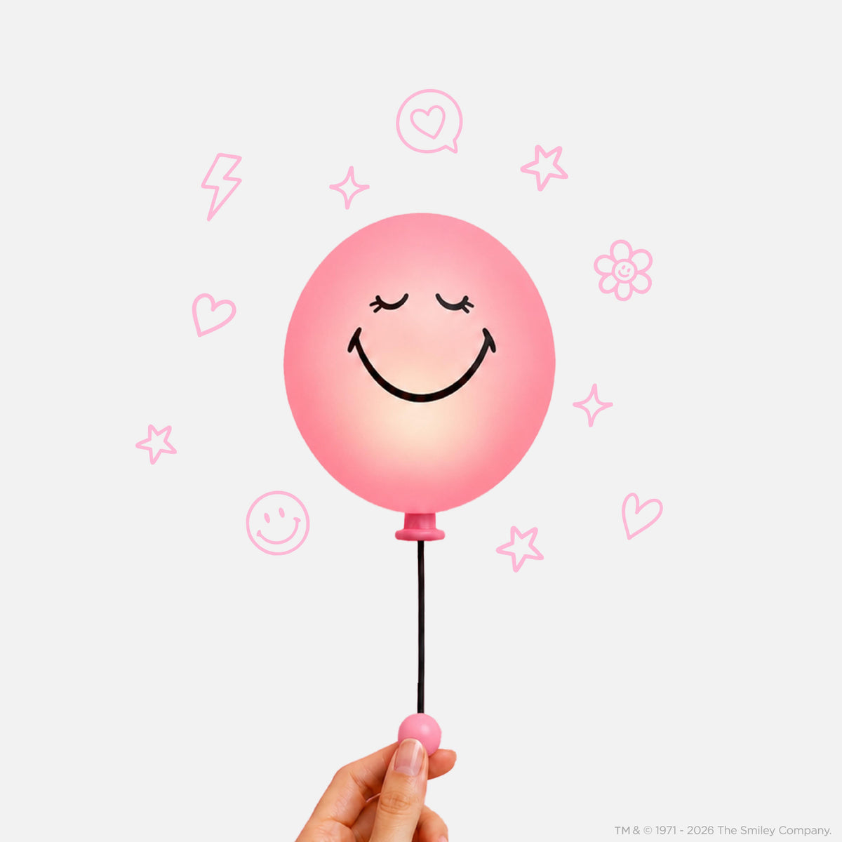 Veilleuse enfant Bubbly Light Smiley World rose MOB, 3 niveaux de luminosité