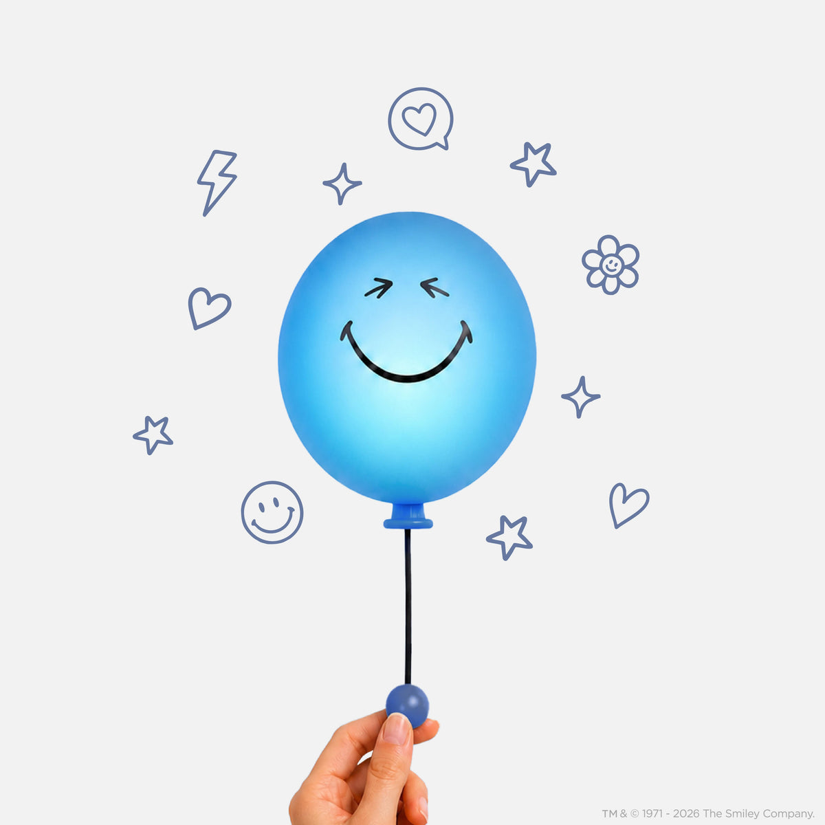 Veilleuse ballon bleue pour enfant Bubbly Light Smiley World MOB, 3 niveaux de lumière