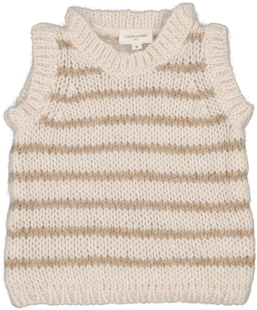Pull Hola Knitted Mohair Stripes Cream/Gold