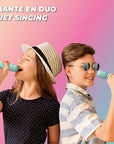 Enceinte karaoké Singy Party bleue MOB, compacte et légère pour les vacances