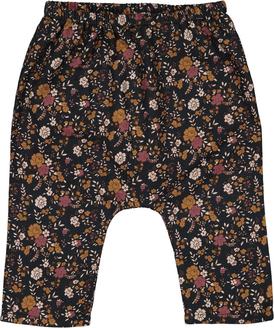 Trousers Jungle Twill Brushed Romantic Flower Black