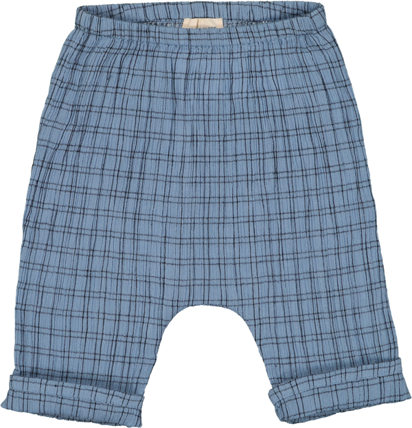 Trousers Jungle Cotton Crepe Check Blue