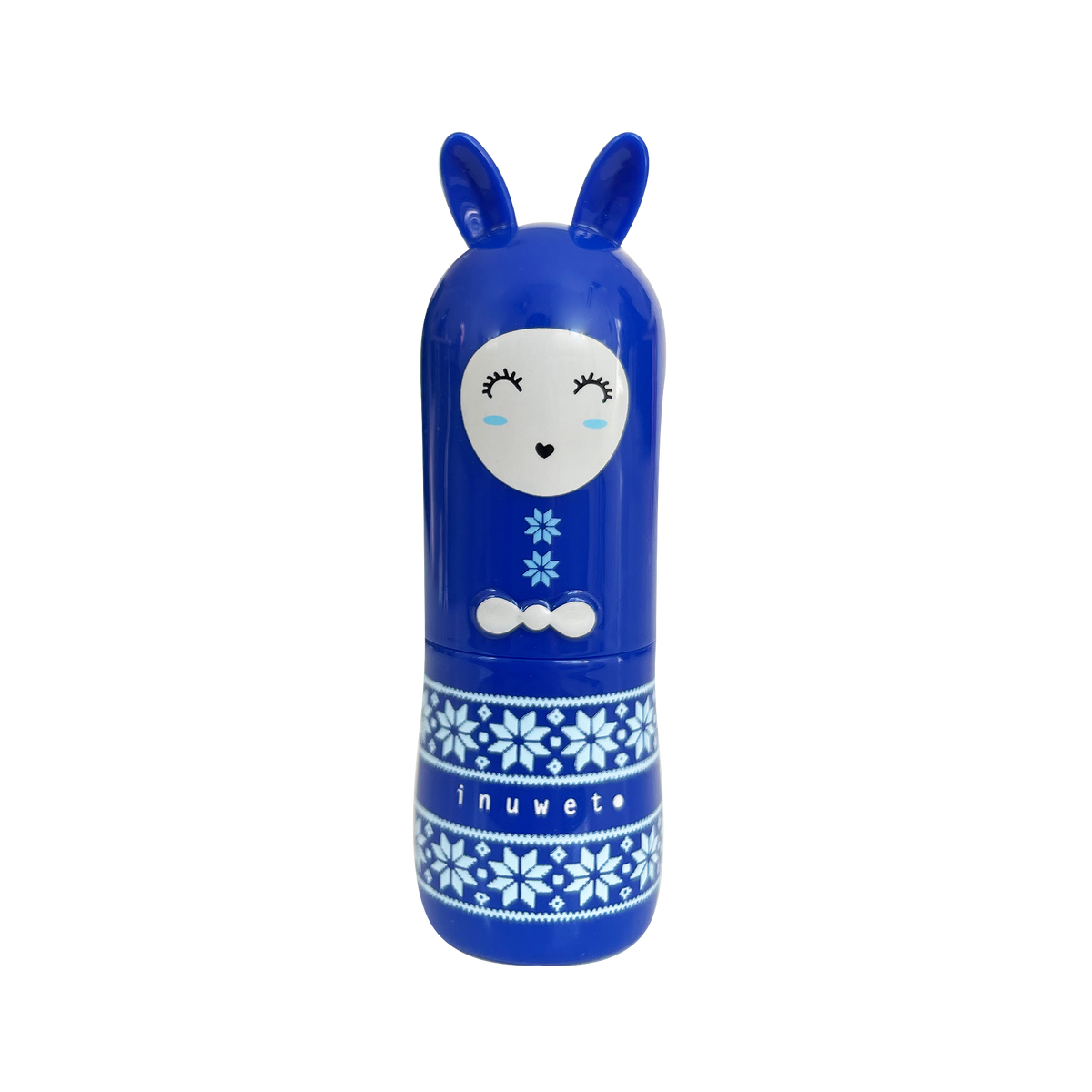 Baume à lèvres enfant bleu cobalt Inuwet Flocon, parfum fraise, motif montagne chic