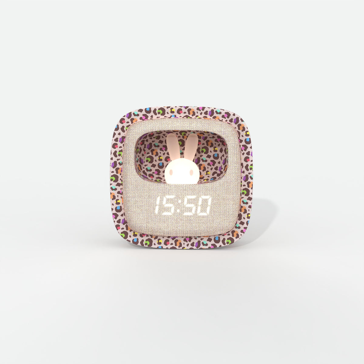 Réveil veilleuse Billy Clock Rainbow Leopard pour enfant MOB, réveil veilleuse avec face avant en tissu doux
