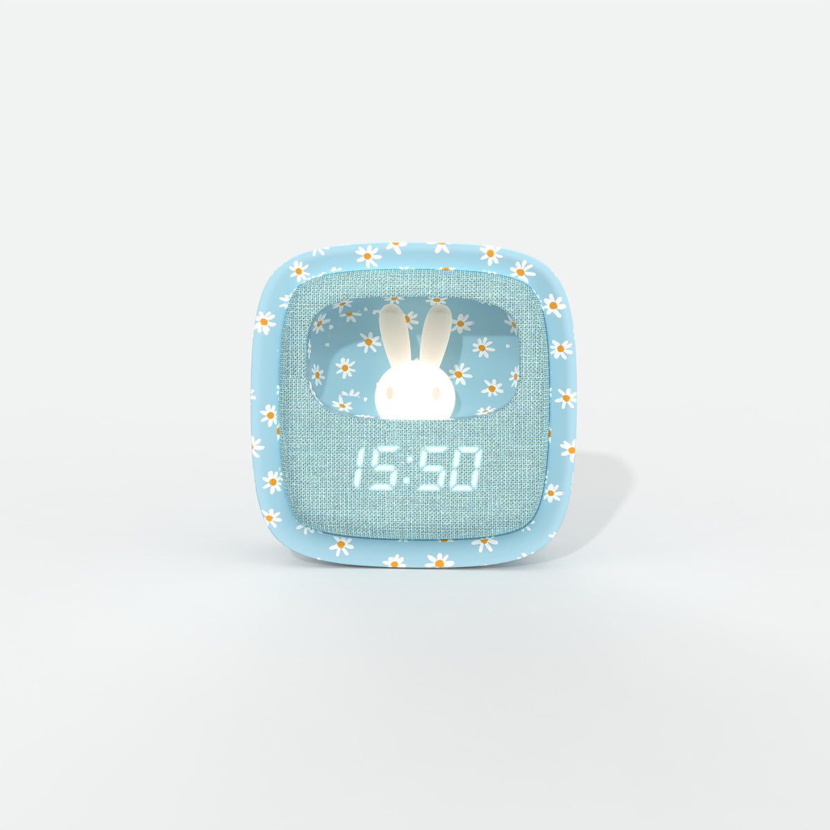 Réveil veilleuse Billy Clock Blue Flower pour enfant MOB, réveil veilleuse avec face avant en tissu doux