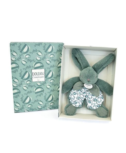 Doudou plat lapin vert sauge Lapin DOUDOU – doudou plat 18 cm Doudou et Compagnie