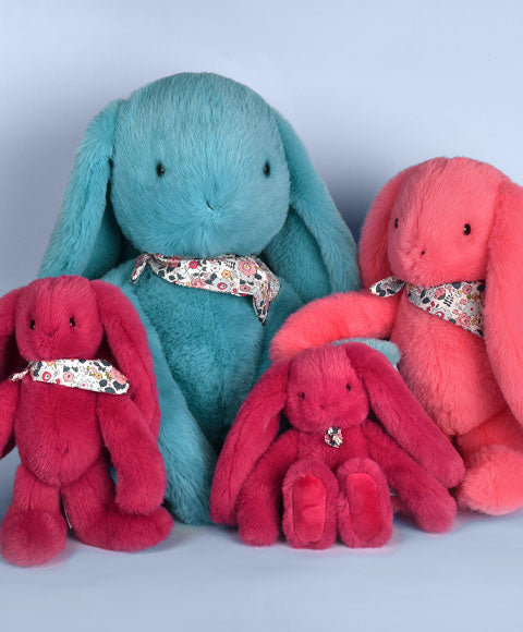 Peluche Lapin Fleurette fuchsia 25 cm – tout doux dès la naissance
