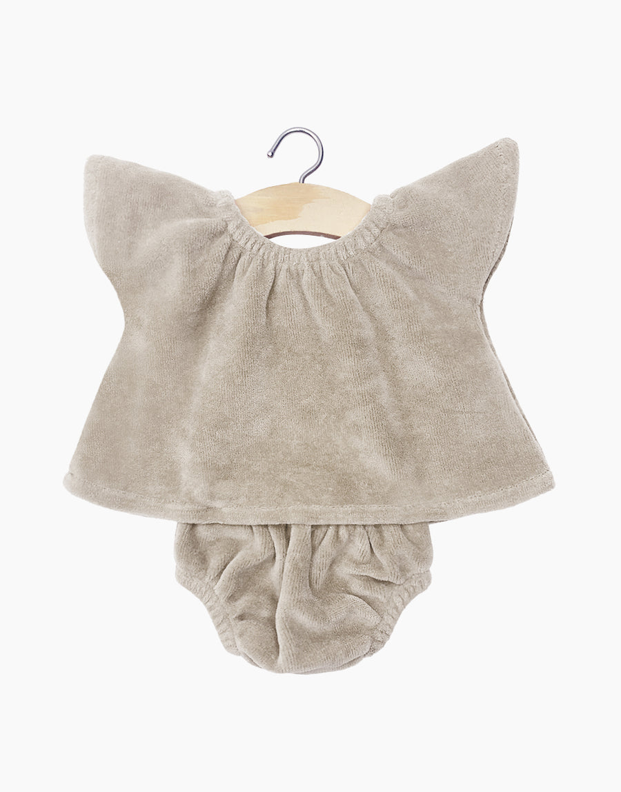 Gordis - Ensemble top Mazarine et culotte Charlotte en velours nikky gris perle