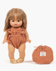 Gordis - Barboteuse rétro Lou en gaze de coton marsala avec pochon