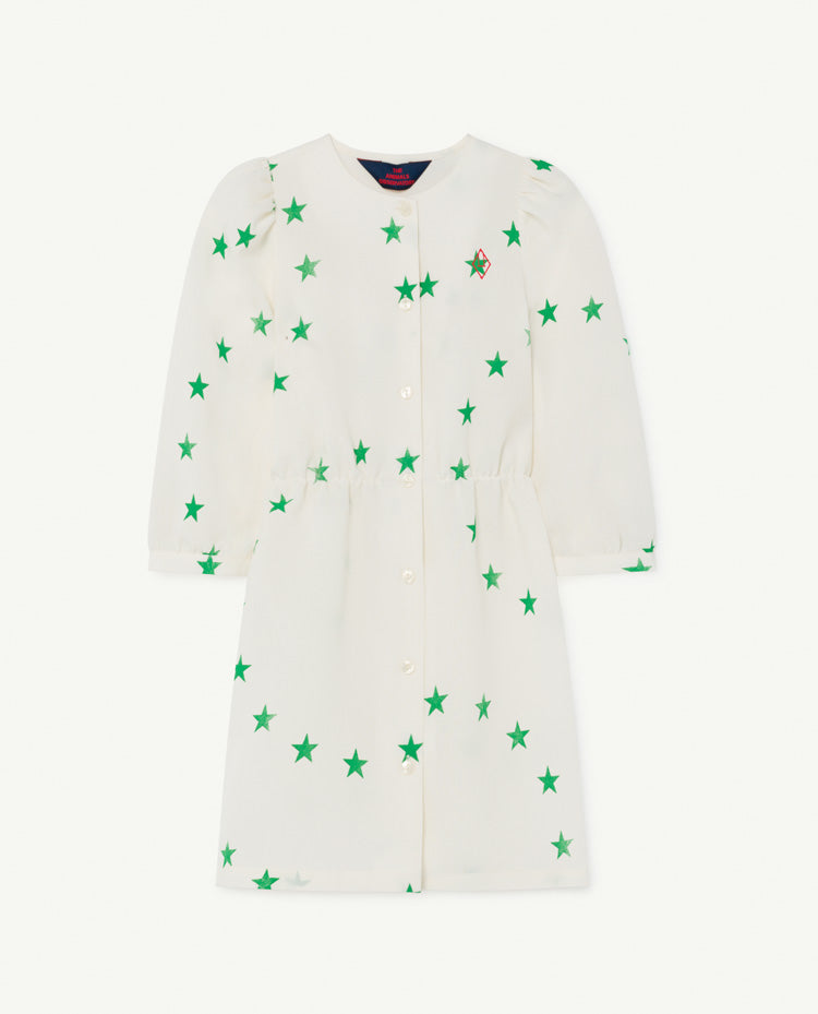 Tortoise Kids Dress White Stars