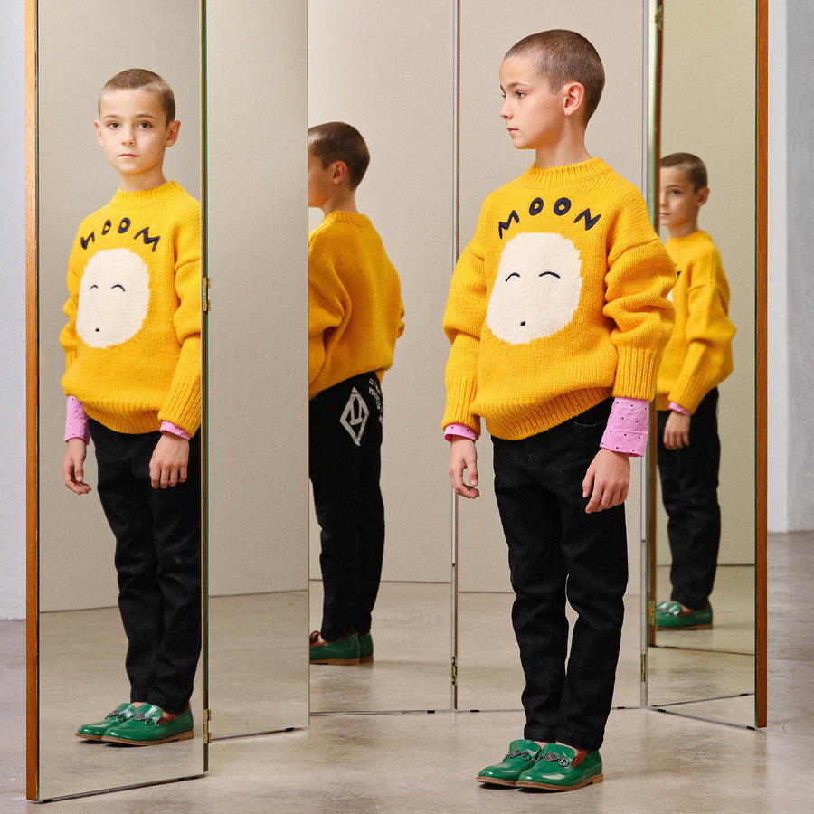 Space Bull Kids Sweater Yellow