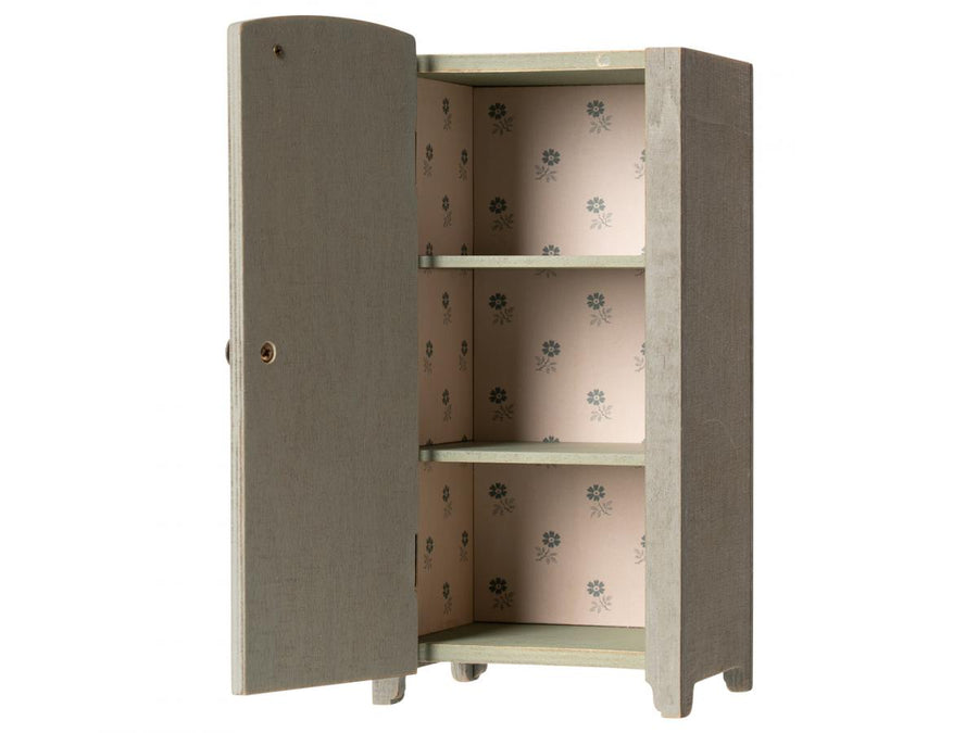 Vintage closet w. shelves, Mini - Mint/Grey