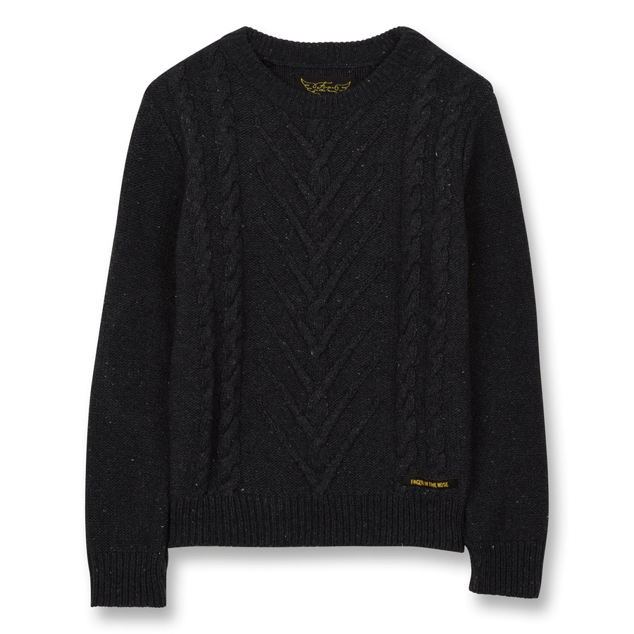 Avery Anthracite - Boy Knitted Round Neck Cable Jumper