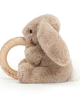 Bashful Beige Bunny Wooden Ring Toy
