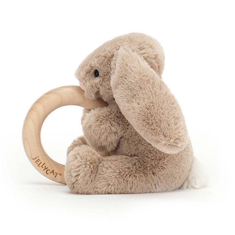 Bashful Beige Bunny Wooden Ring Toy