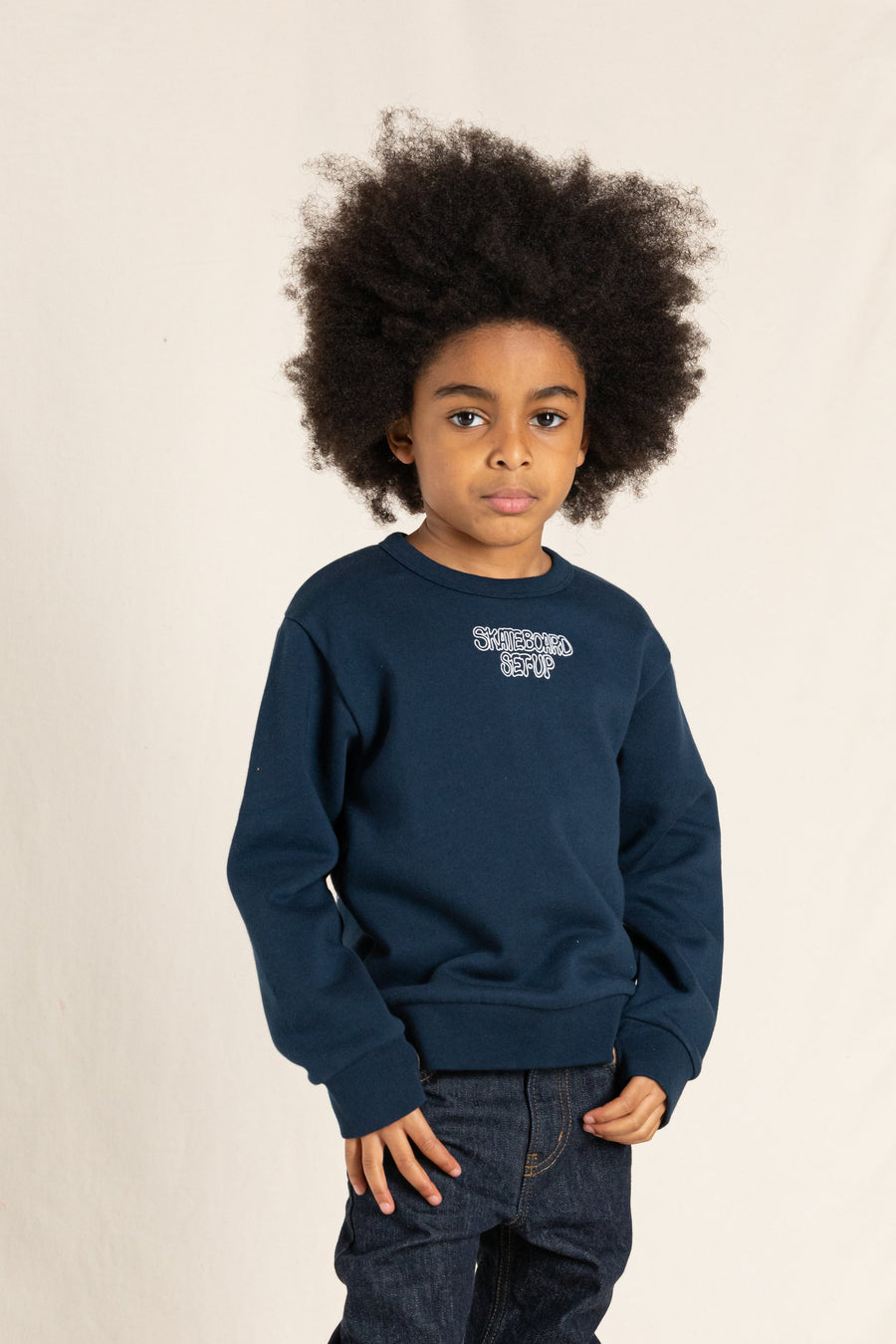 BRIAN Navy Skateboard - Crew Neck Sweatshirt