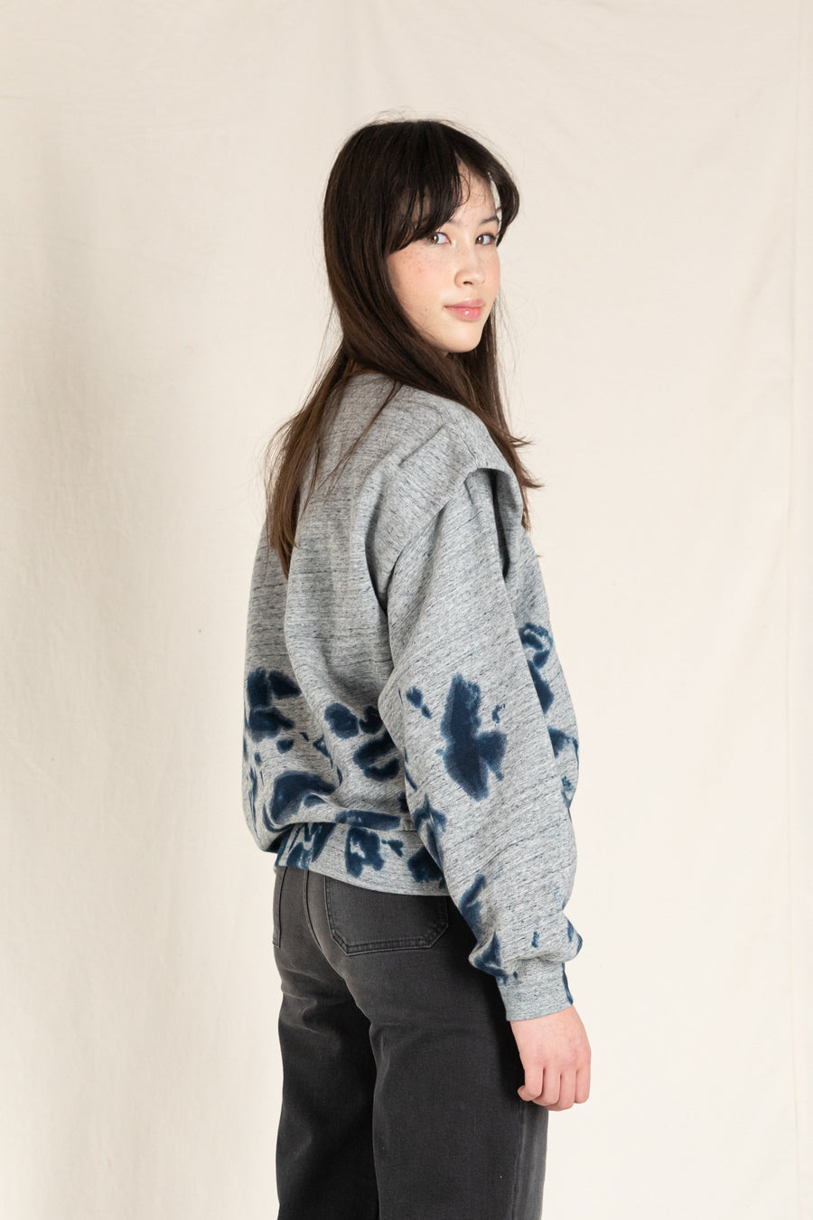 CARLY Heather Grey Tie & Dye - Crew Neck Sweatshirt