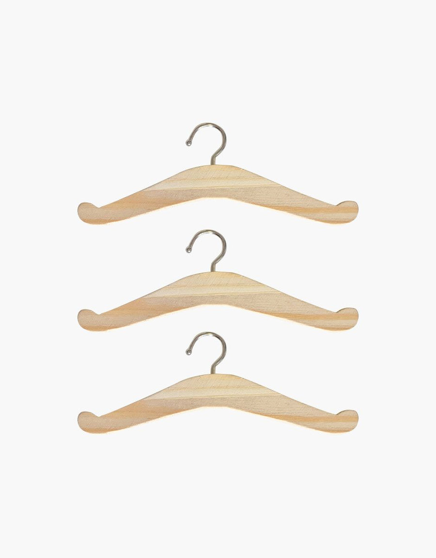 Lot de 3 cintres en bois naturel