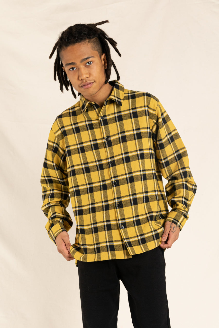 DUNKAN Warm Yellow - Cotton Long Sleeve Shirt