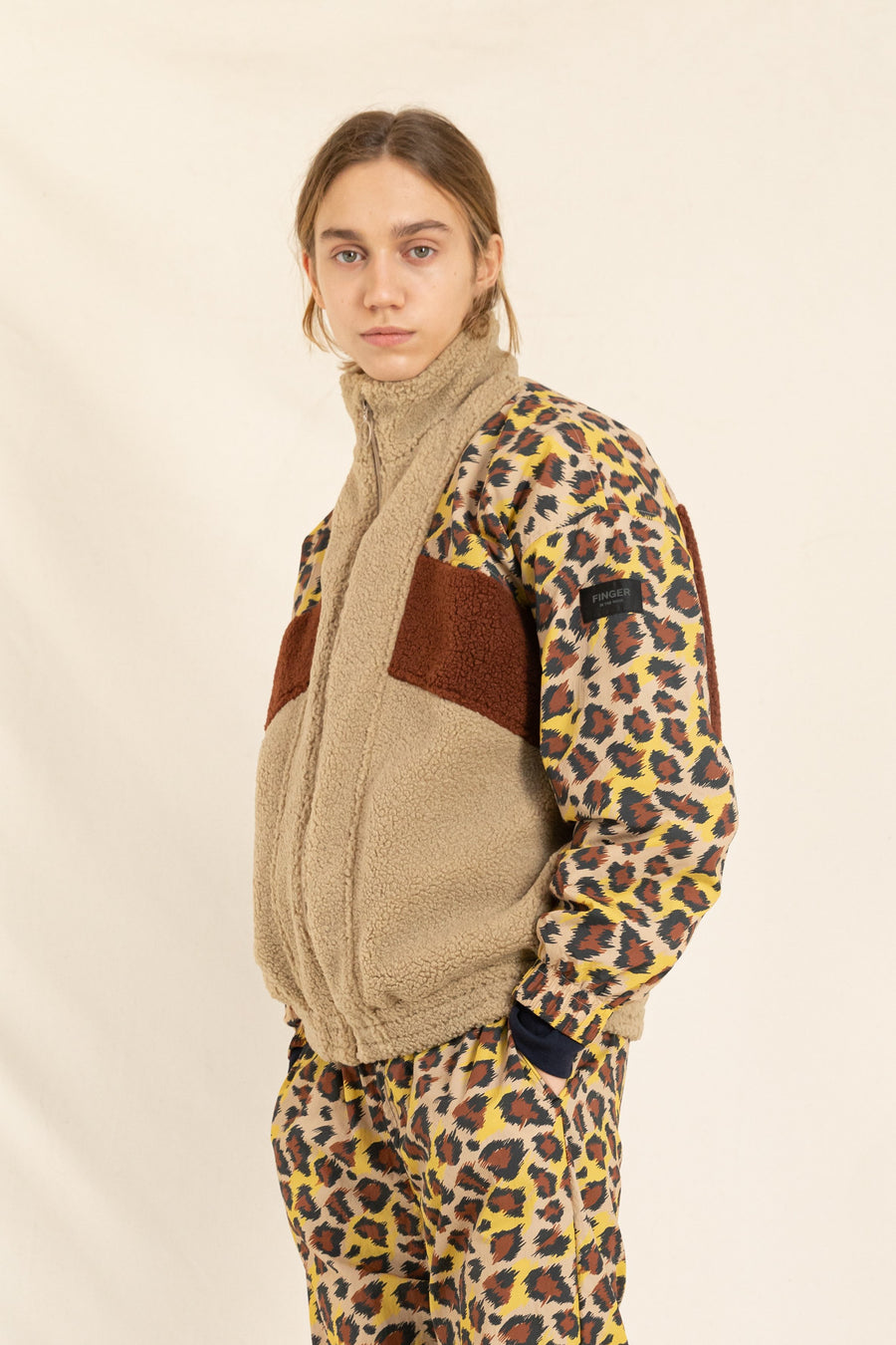 Finger in the Nose - Latte Leopard Tacksuit Jacket