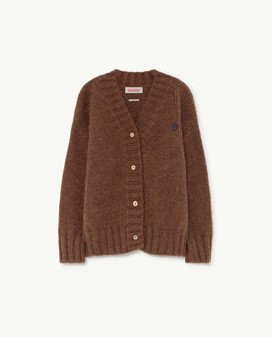 Plain Racoon Kids Cardigan Brown Logo