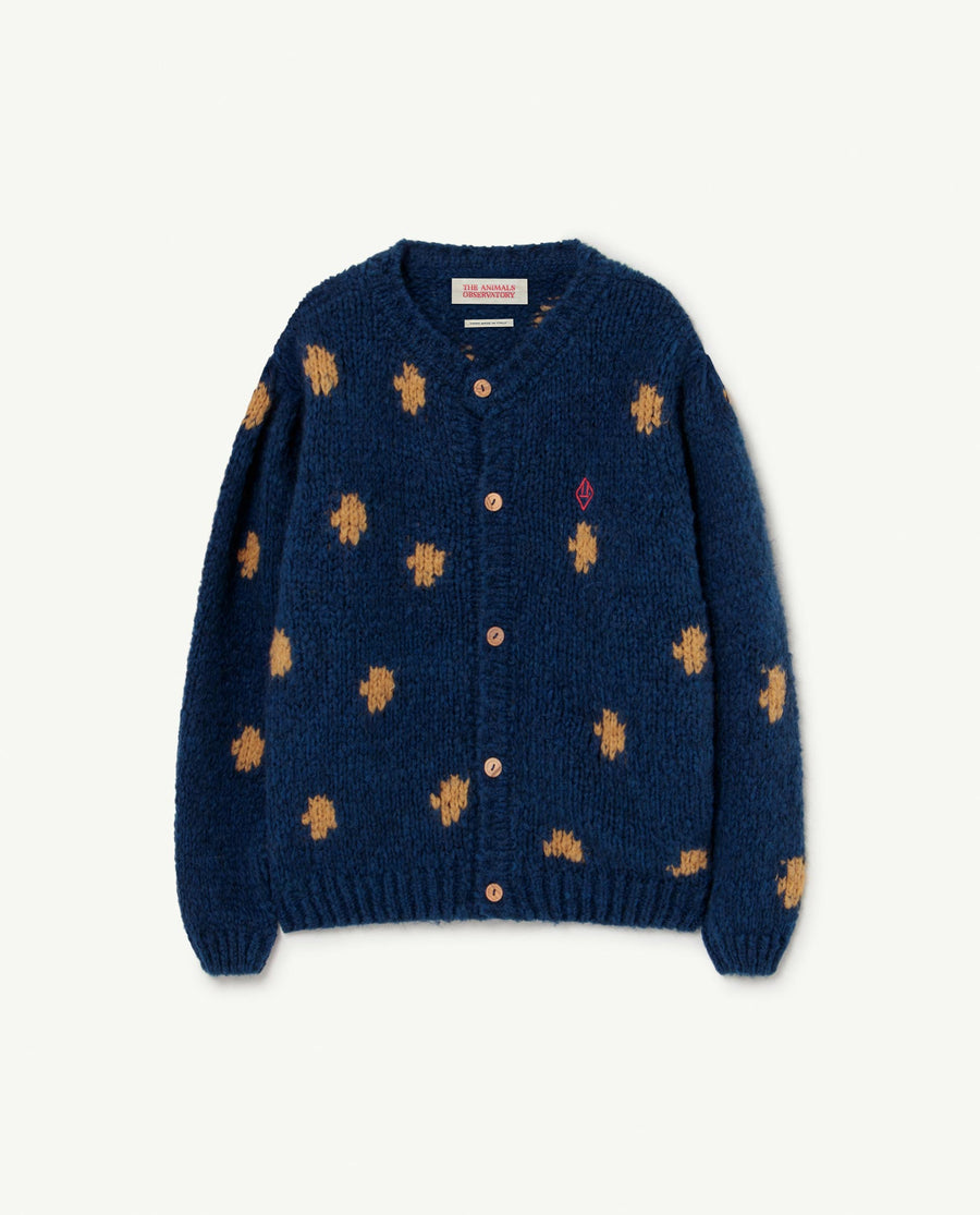 Dots Racoon Kids Cardigan Navy Logo