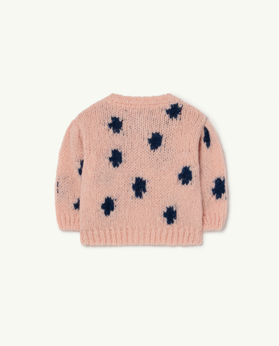 Dots Racoon Baby Cardigan Soft Pink Logo