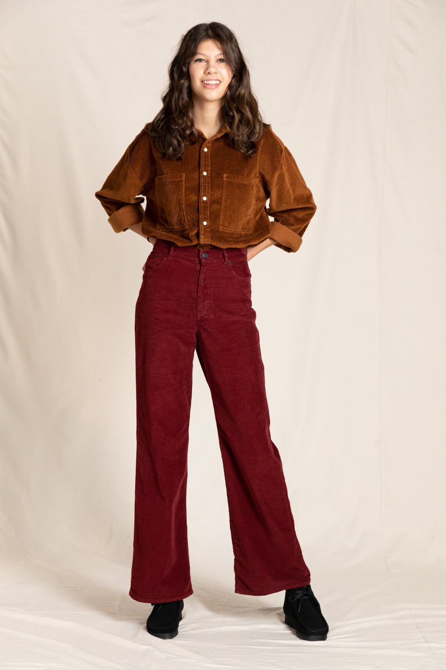 FIONA Burgundy Cord - Flare Fit Jeans