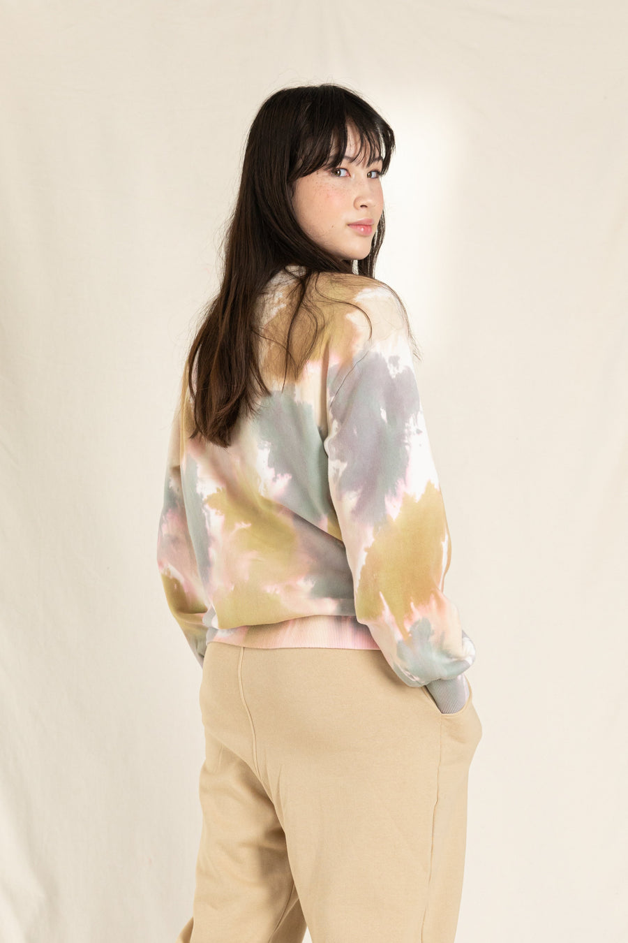 HIROKO Ecru Tie & Dye - Crew Neck Sweatshirt