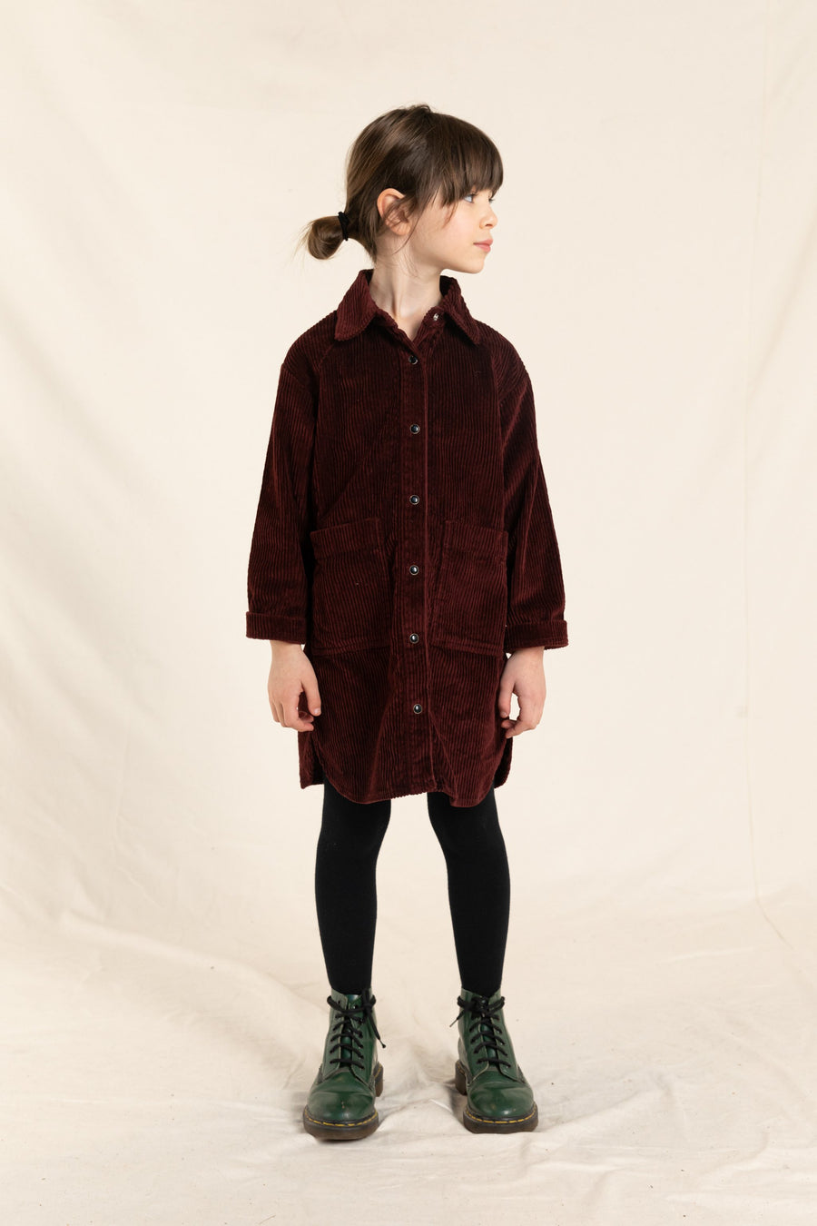 Finger in the Nose - Burgundy Cord Buttoned Dress