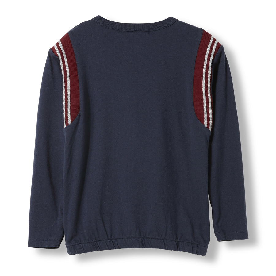 MIKKI Night Blue -  Knitted Long Sleeve Jersey T-shirt