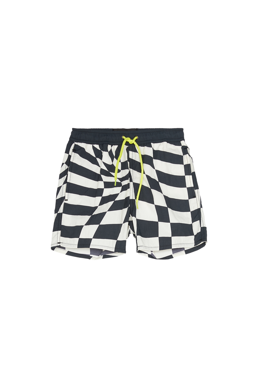 swimming shorts - black and white twisted tiles