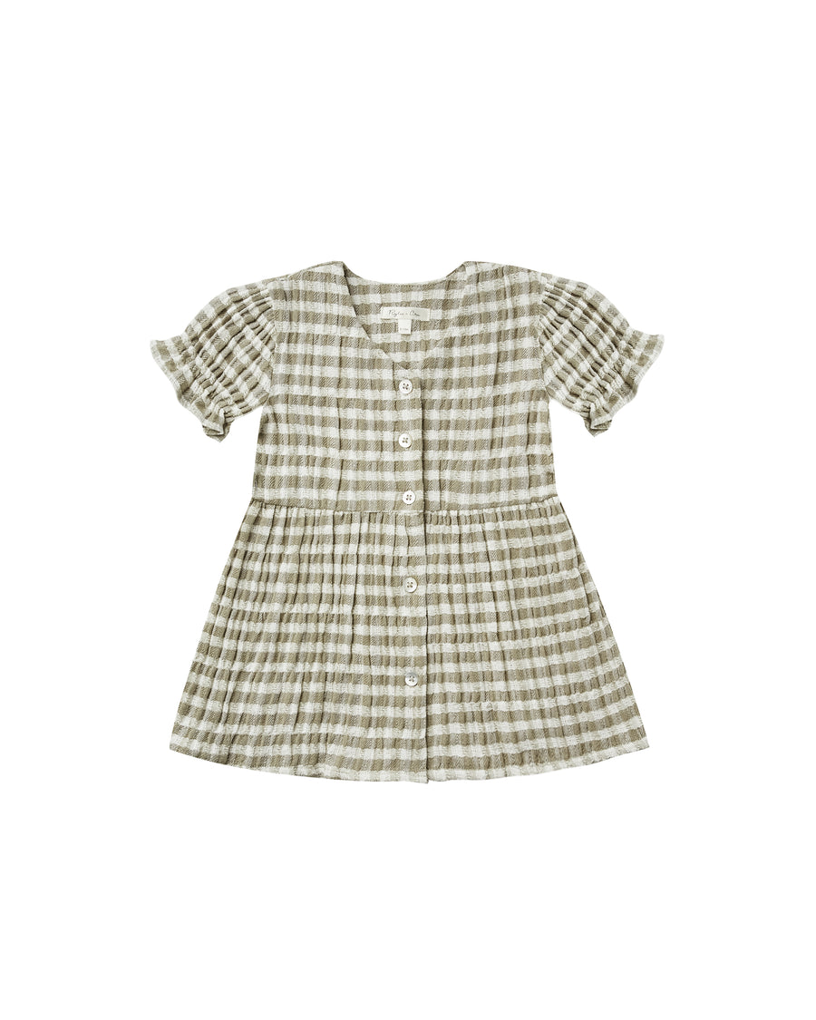 Jeanette Dress Gingham Olive