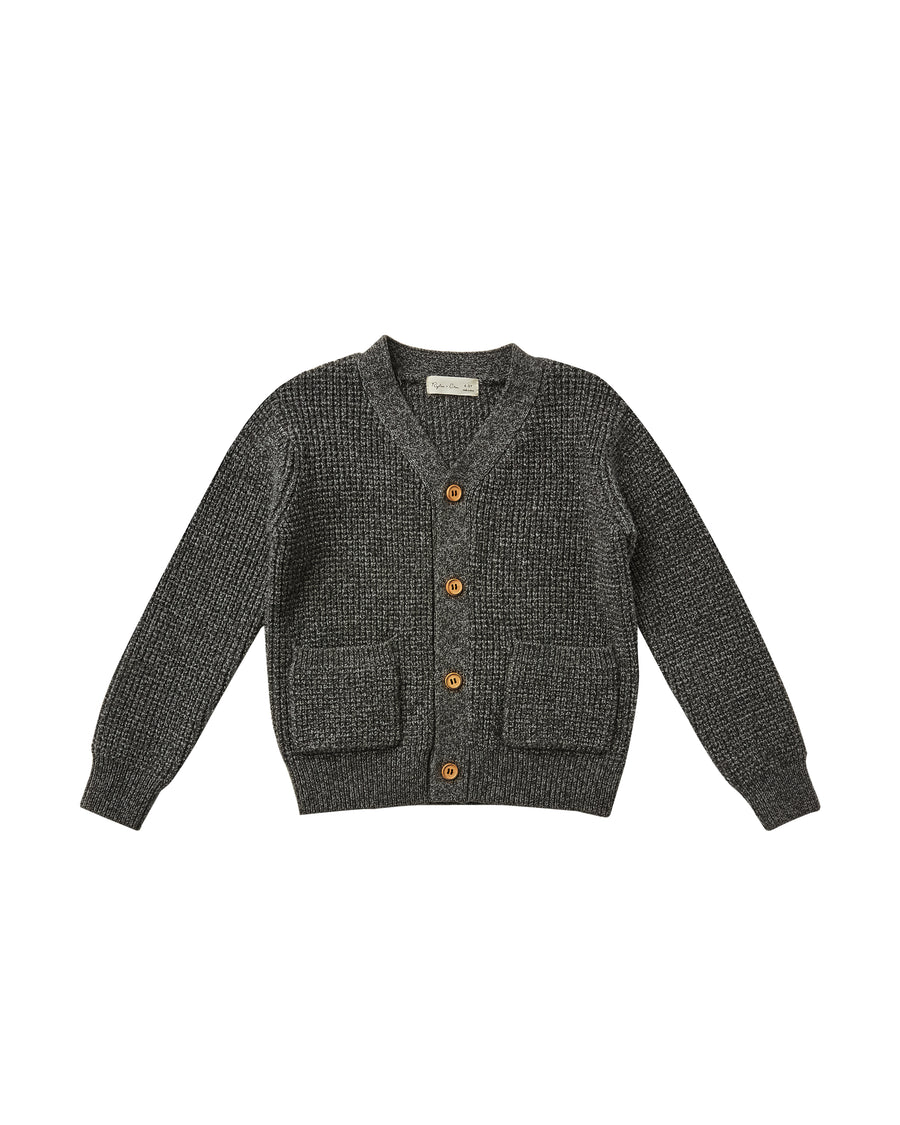 Button Cardigan Charcoal