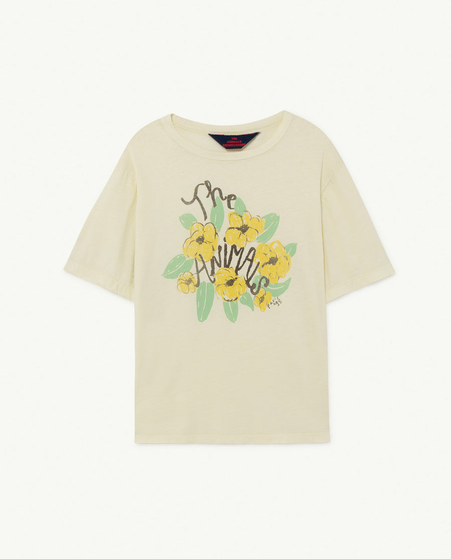 The Animals Observatory - T-shirts / Polos - Rooster Oversize Kids+ T-Shirt White Flowers