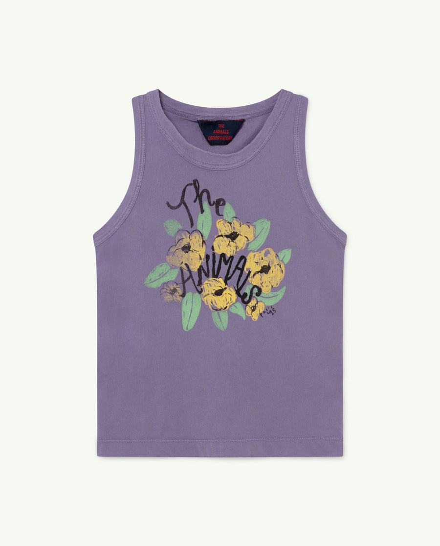 The Animals Observatory - T-shirts / Polos - Frog Kids T-Shirt Purple Flowers