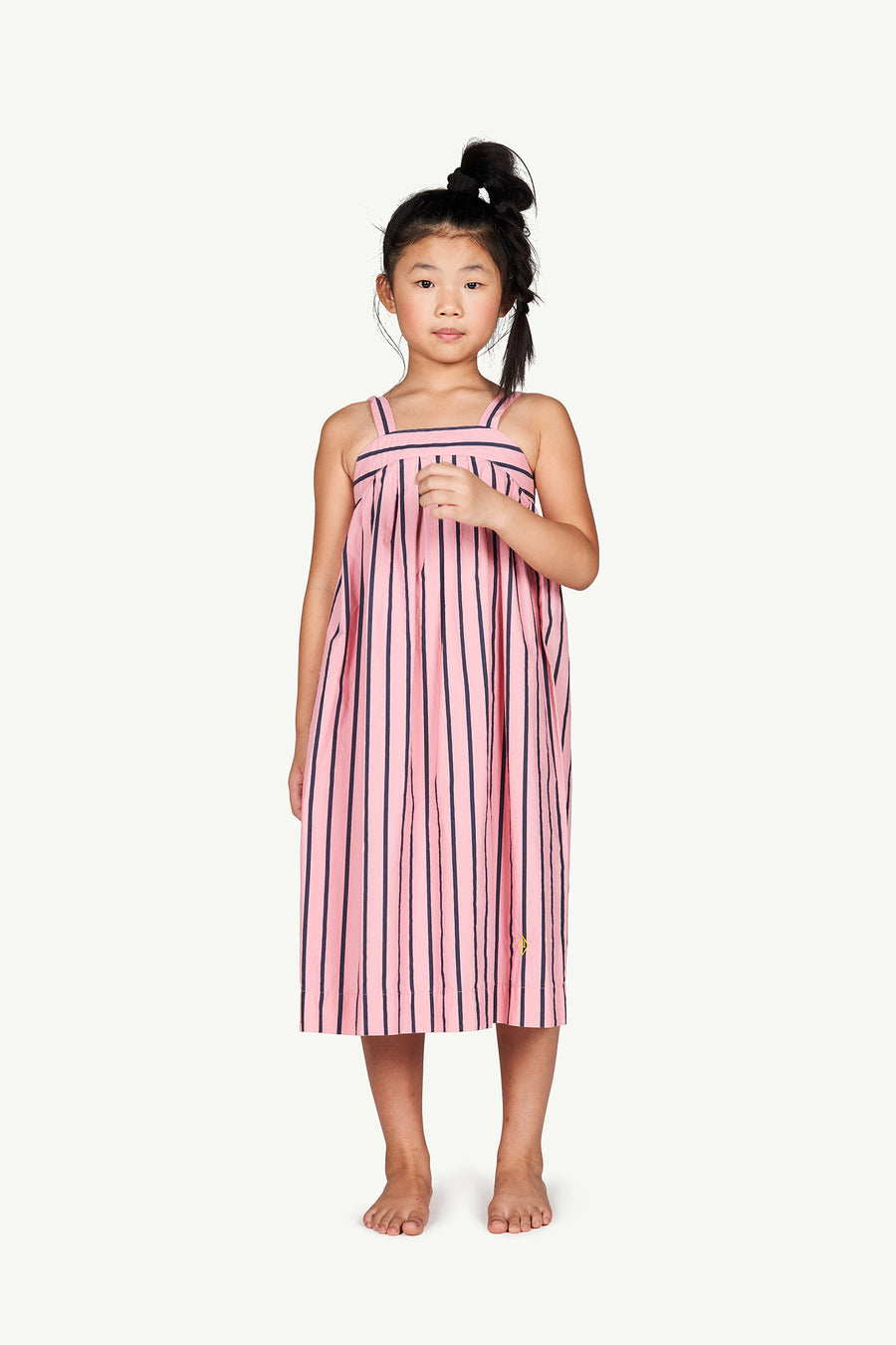 The Animals Observatory - Dresses - Giraffe Kids Dress Pink Stripes