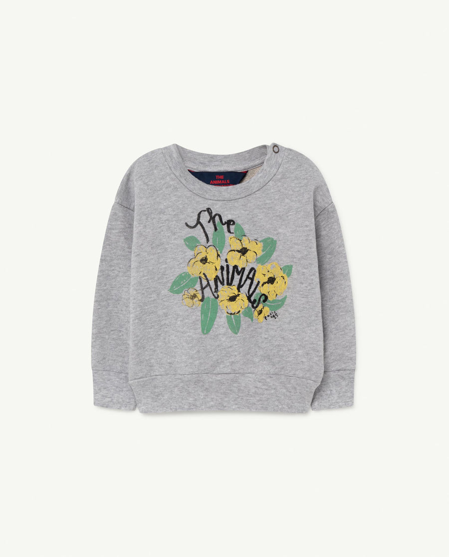 The Animals Observatory - Sweatshirts - Bear Baby Sweatshirt Grey Flowers