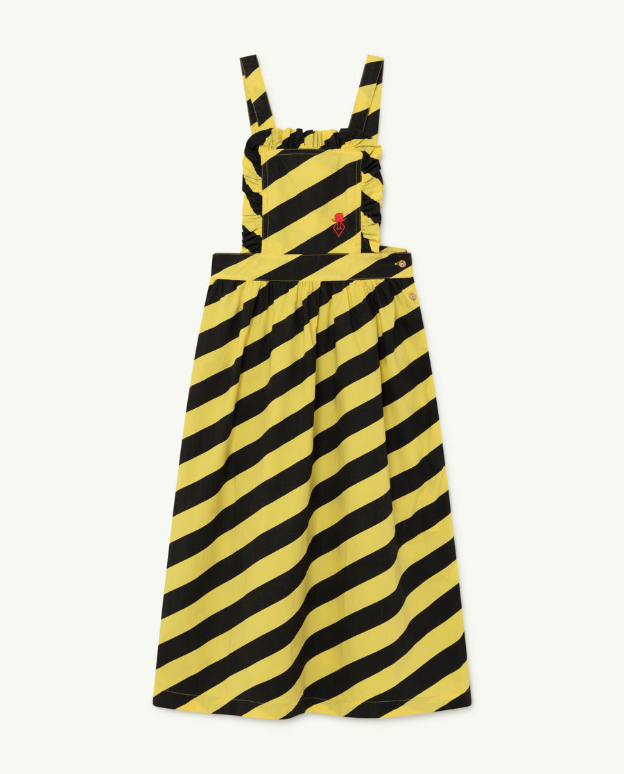 Cow Kids Dress Yellow Stripes