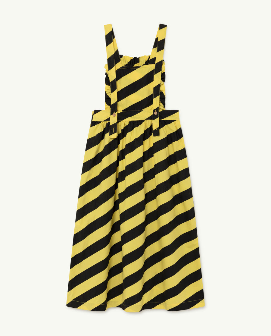 Cow Kids Dress Yellow Stripes