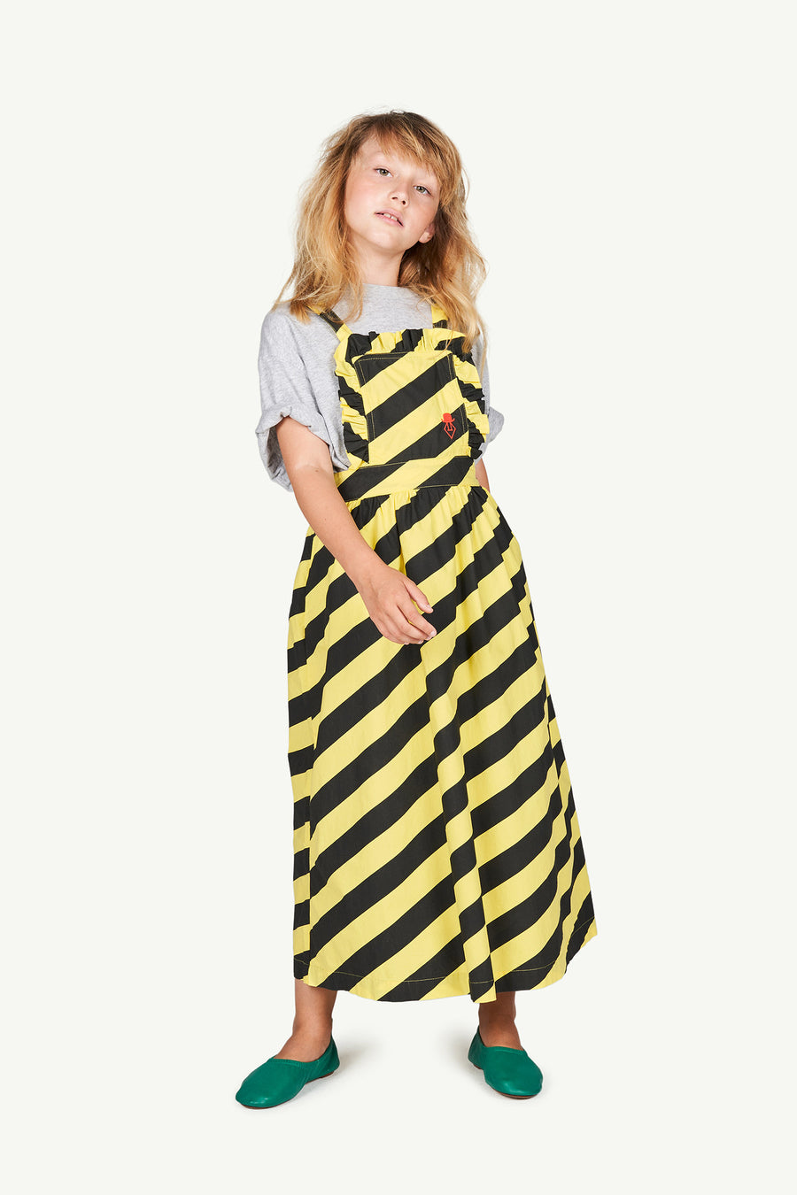 Cow Kids Dress Yellow Stripes