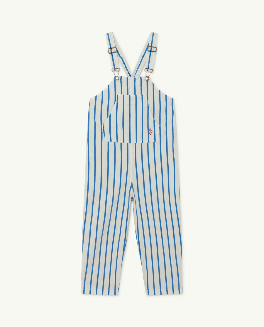 The Animals Observatory - Jumpsuits / Overalls - Mammoth Kids Jumpsuit White Bleu Stripes