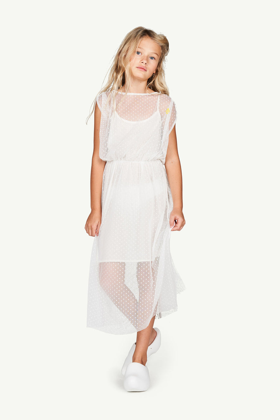 The Animals Observatory - Dresses - Tulle Marten (And Underdress) Kids Dress Raw White