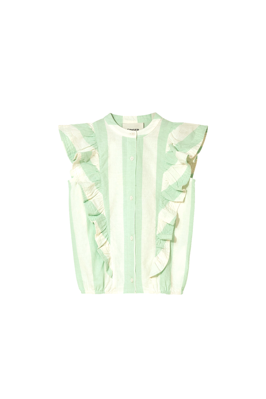 Finger in the Nose - Tops - WINGER Milky Mint Stripes - Sleeveless Flounced Top