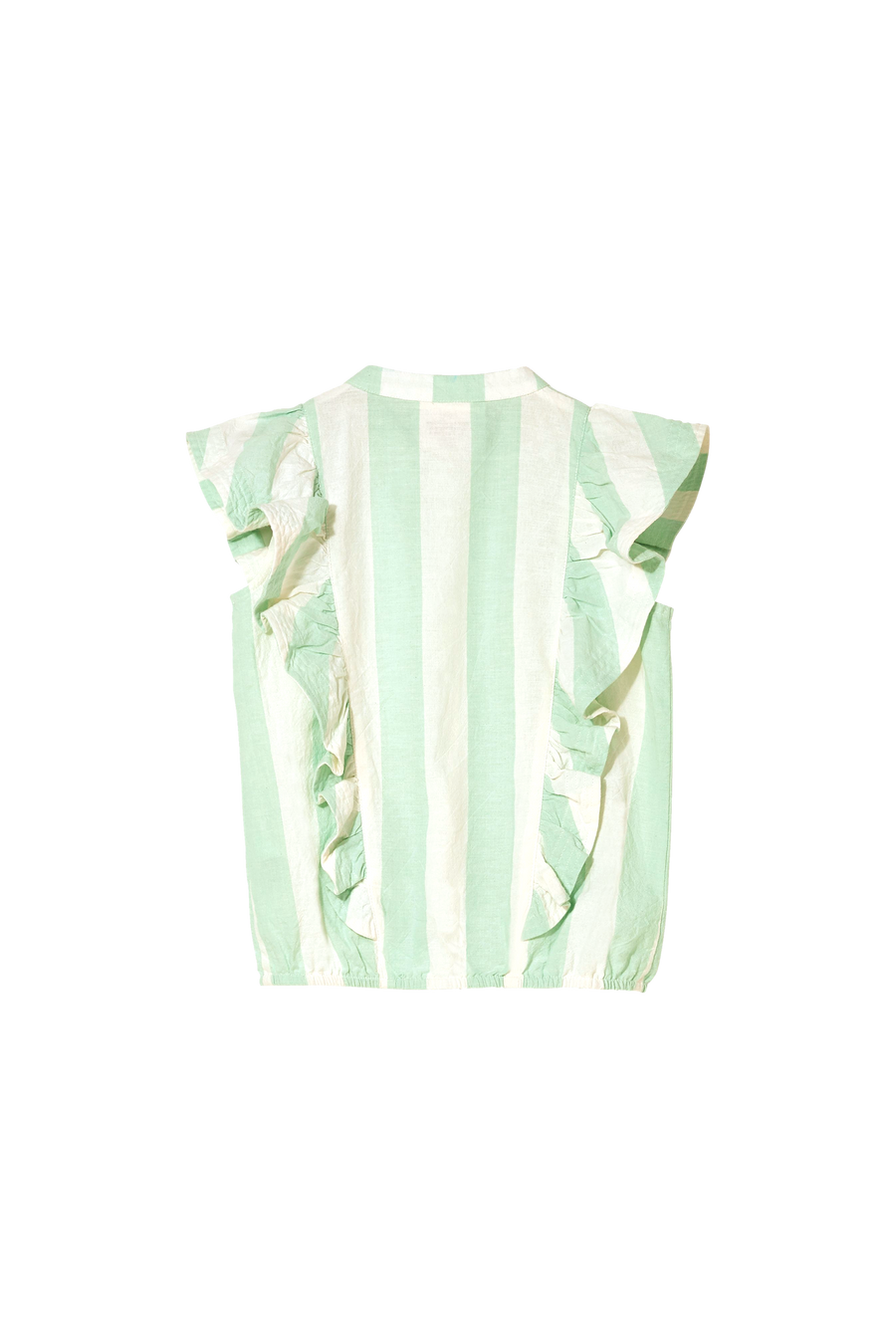 Finger in the Nose - Tops - WINGER Milky Mint Stripes - Sleeveless Flounced Top