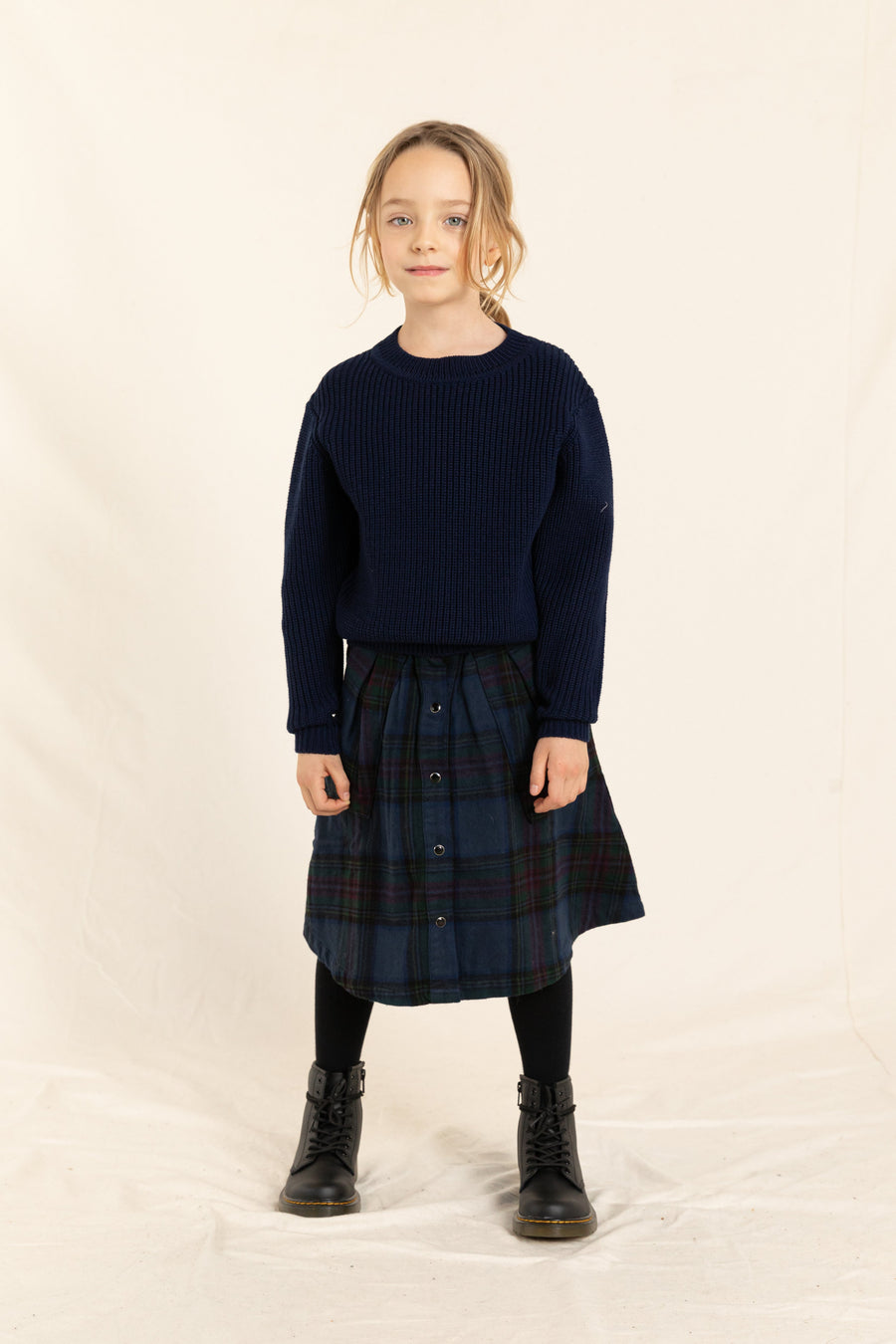 Finger in the Nose - Navy Big Checkers Skirt